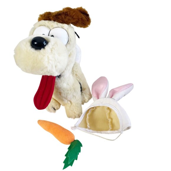 Vintage Dakin Odie Plush Easter Bunny Ears Carrot Dog Garfield Cartoon 1983 8" - Picture 8 of 8